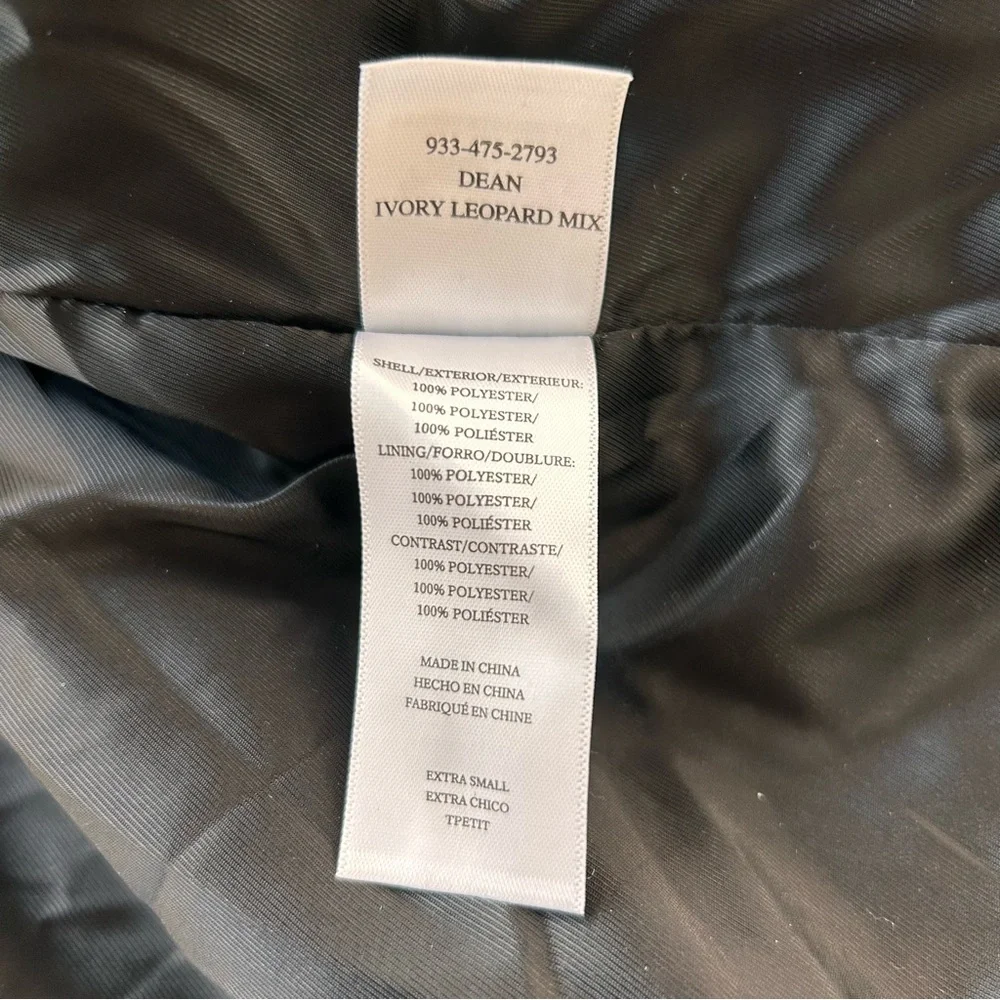 Rails Dean Fleece Teddy Jacket Size XS Ivory Leopard Mix - Picture 10 of 12